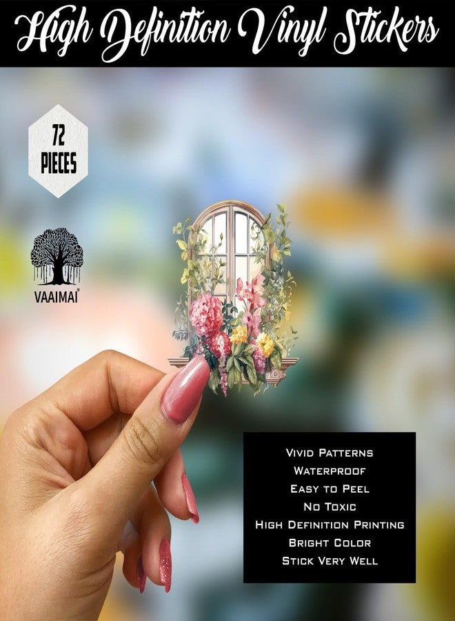 VAAIMAI 72 Pcs Vibrant Vintage Window Stickers Journal Colourful Designs and Patterns Vintage Stickers for Journal, Scrapbooking, Multicolour - Image 3